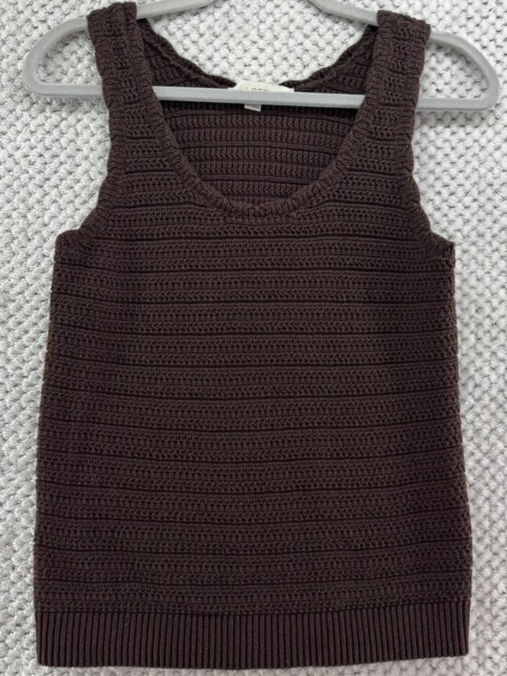 Top Womens XS Brown Knit Cotton Tank Scoop Neck Casual Cottage Granny